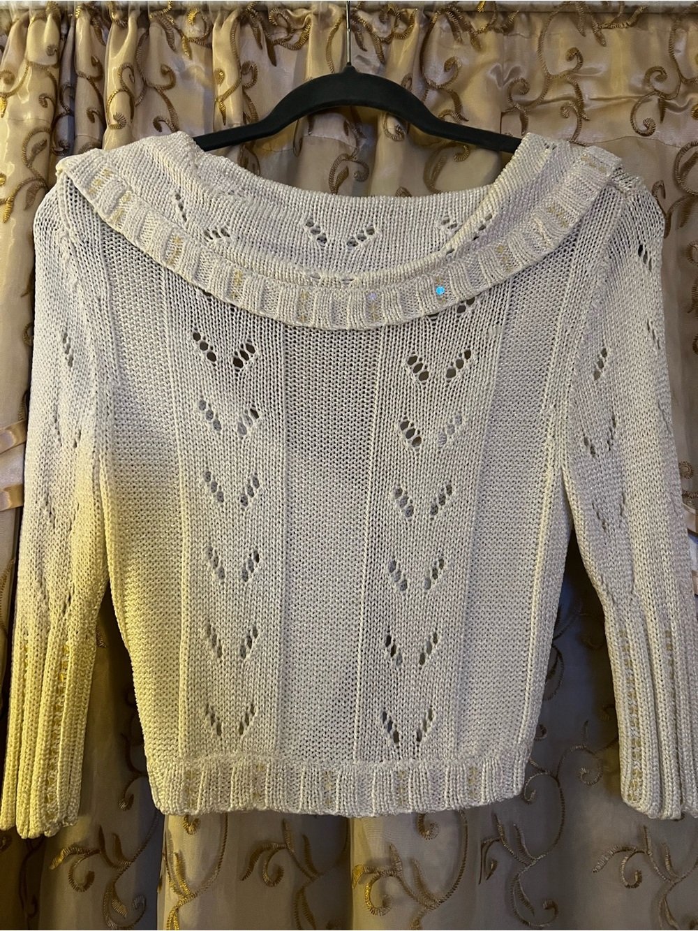 bebe Cream Open-Knit Ruffle-Trim Cropped Cardigan - Picture 7 of 12